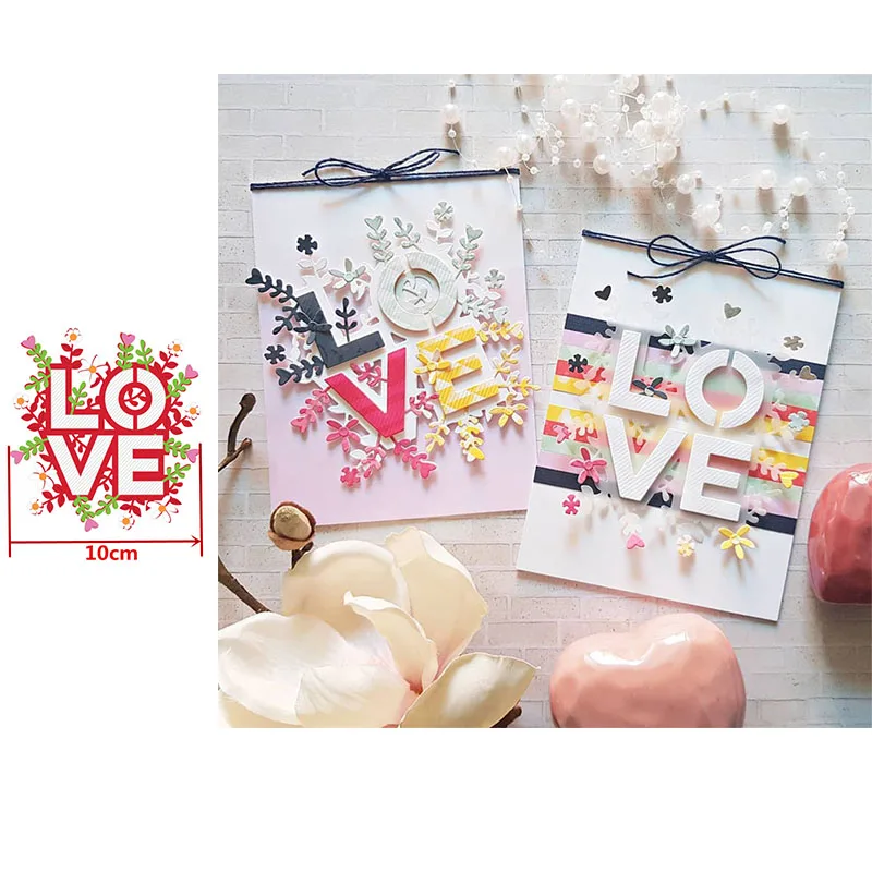 

Cutting Dies Creative Love Words Surrounded By Grass Ring Dies Stencils For DIY Scrapbooking Album Embossing Cards Crafts Diecut