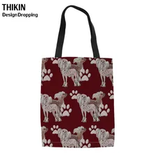 THIKIN Женская китайская Холщовая Сумка с принтом, женские сумки для покупок, Дамская многоразовая эко-сумка для покупок, сумки через плечо
