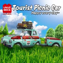 Idea Series Tourist Picnic Party Car Assembly Building Block Bricks 1475pcs MOC Trailer Tractor Transport Toy Kids Birthday Gift