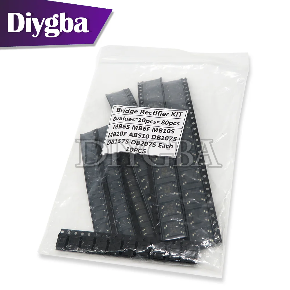 80PCS/lot Bridge Rectifier Assorted Kit MB6S MB6F MB10S MB10F ABS10 DB107S DB157S DB207S 8value*10PCS