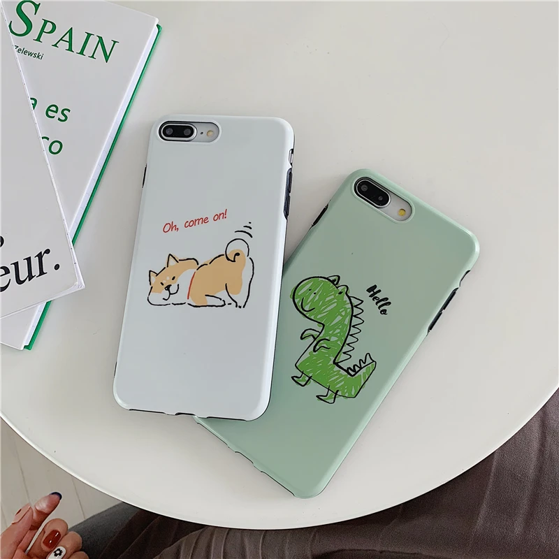 Милый динозавр и Шиба ину пара чехол для телефона iPhone 6 7 8 Plus X XS XR MAX 11Pro 11Promax TUP