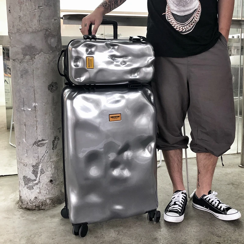 

Luggage damaged suitcase personalized metal texture trolley case universal wheel ultralight men and women boarding customs lock