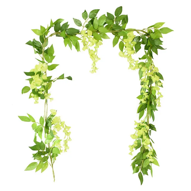 180cm Fake Ivy Wisteria Flowers Artificial Plant Vine Garland for Room Garden Decorations Wedding Arch Baby Shower Floral Decor Green Wisteria