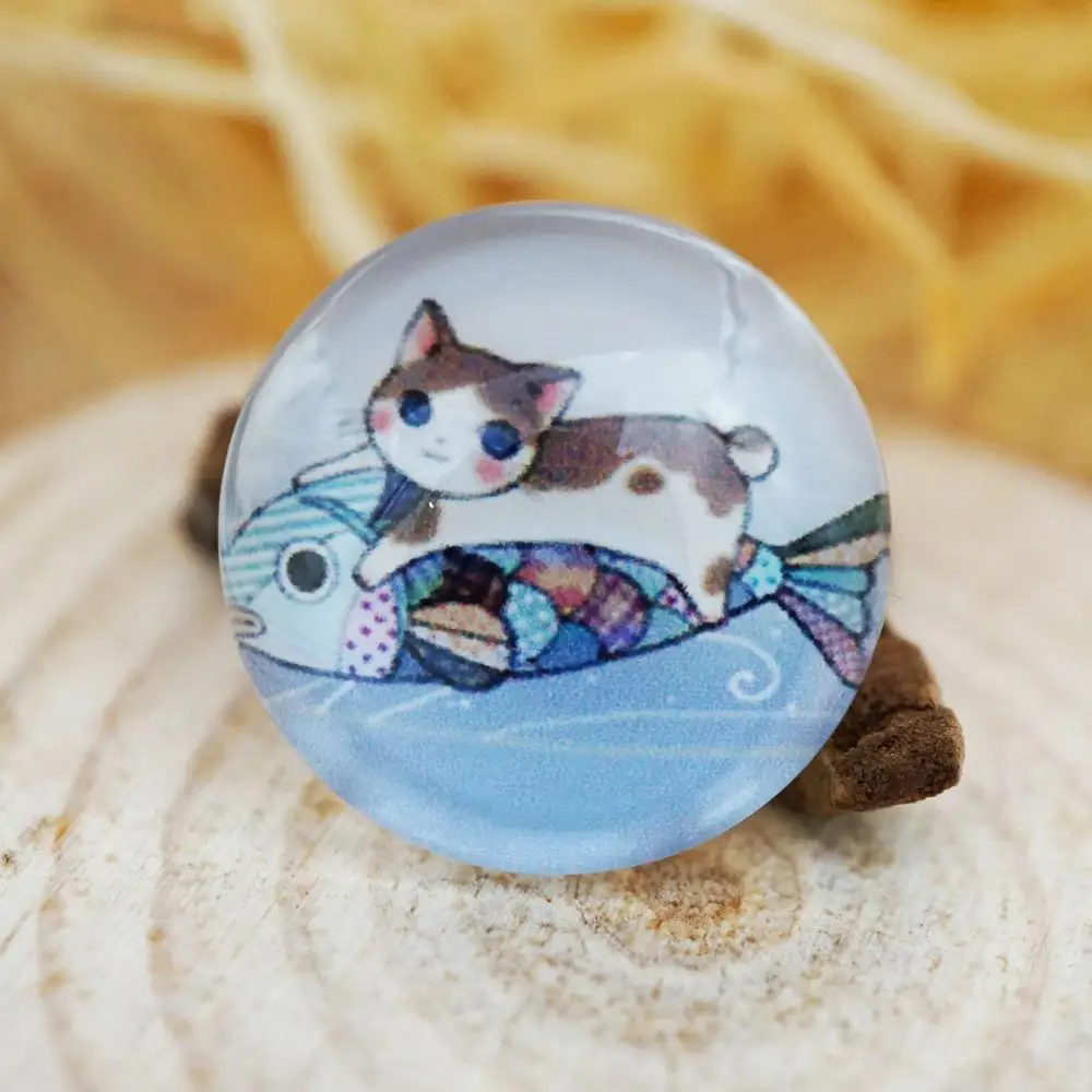

2PCS/lot Round 30MM Cute Cat Glass Cabochon for make bracelet necklace Jewelry for women 2019 earring pins brooch craft supply