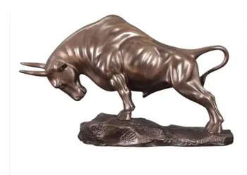 

Big coffee Wall Street Bull OX Figure Statue Cold cast copper cliched Chinese New Year's phrase Ox meaning good luck coming yea