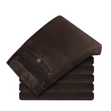 Mens Autumn Winter Straight Pants Business Casual Long Trousers Man High Waist Corduroy Pants Middle-aged Thick Pants Size 29-40