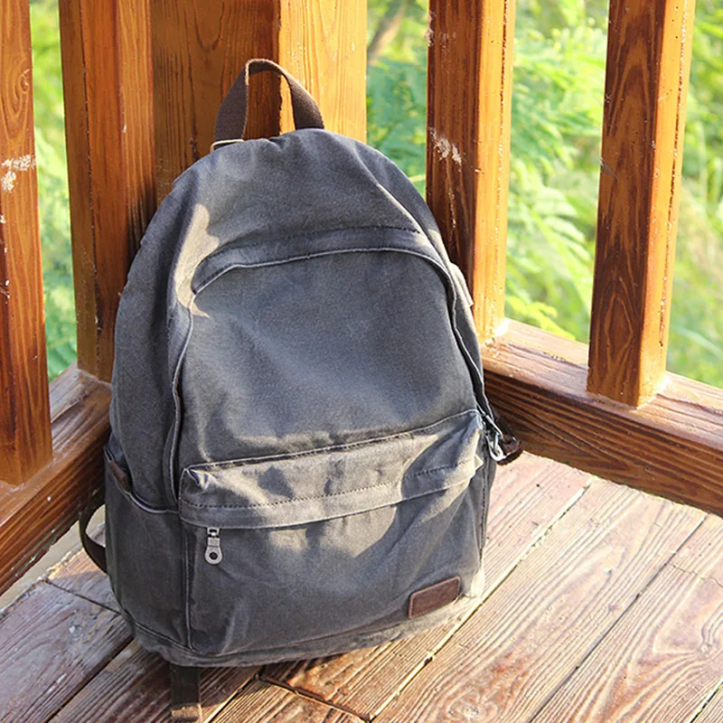 

Canvas Ins Cowhide Backpack Leisure Travel Usb Interface Backpack Pure Color Wear-resistant Shock-resistant Schoolbag Man 2020