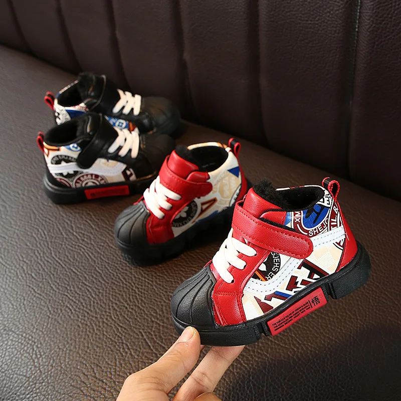 

Cotton-padded Shoes BOY'S Shell Head Shoes 2019 Winter New Style Girls Mid-top Casual Shoe Children plus Velvet Toddler Shoes