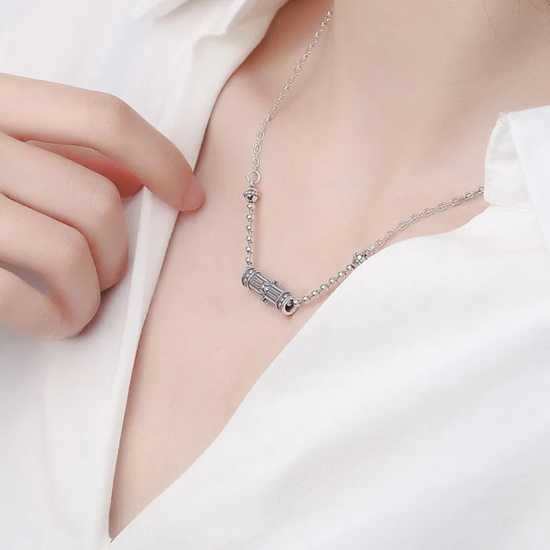 Mewanry 925 Sterling Silver Couples Necklace for Women New Fashion Vintage Party Creative Cylinder Clavicle Chain Jewelry Gifts - Image 6