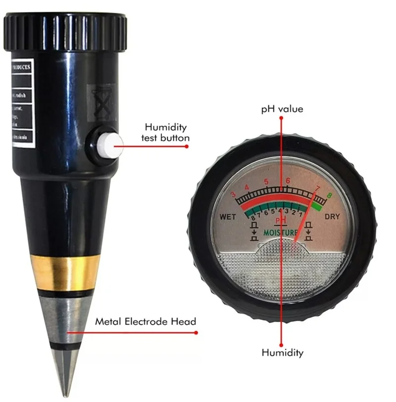 Digital Soil Acidometer PH Meter Tester Tanah Tester Hygrometer Moisture Sensor Instrument 3~8 pH for Garden Plants SDT-60