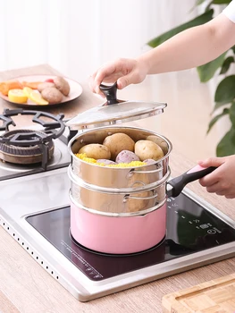 

Non-stick pot cooking noodle baby auxiliary milk mini stew steamer pan glass lid small soup saucepan electromagnetic furnace