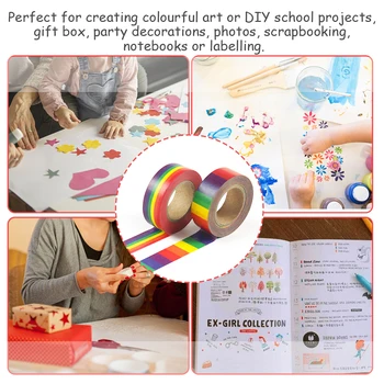 

10pcs DIY Decorative Rainbow Color Scrapbooking Japanese Paper Portable Masking Stickers Washi Tape Home Stationery Easy Tear