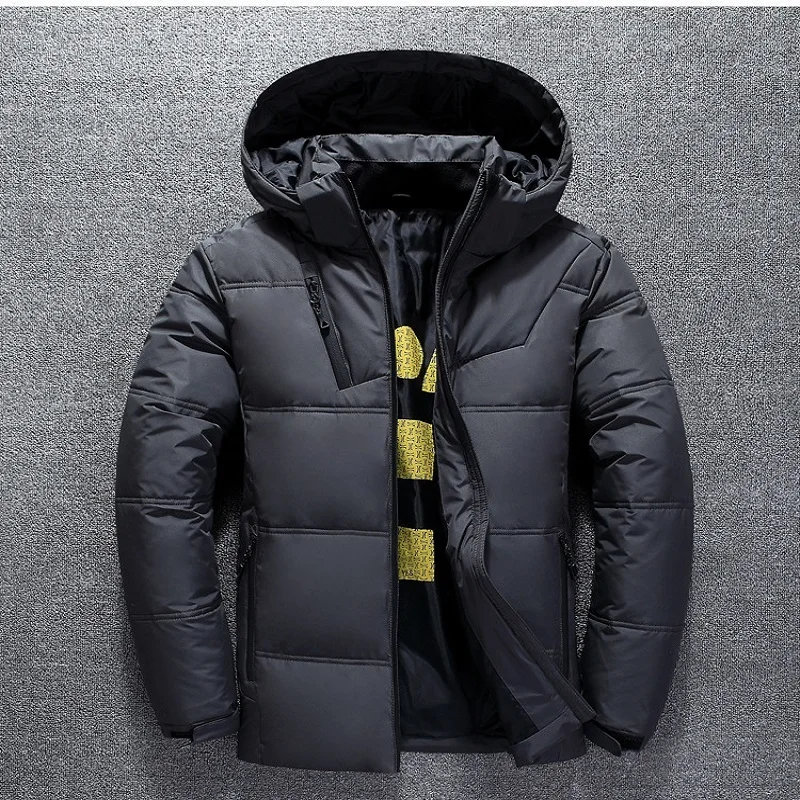 Duck Down Jacket Men Thicken Hooded Long Sleeve Down Zipper Pocket Coat Warm Feather Men Winter Down Jacket Casual Outwear 4XL