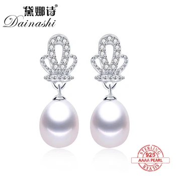 

New Arrival Natural Freshwater Pearl Drop Earrings Crown Zircon Dangle earrings Jewelry 925 Silver Fashion Accessories For Women