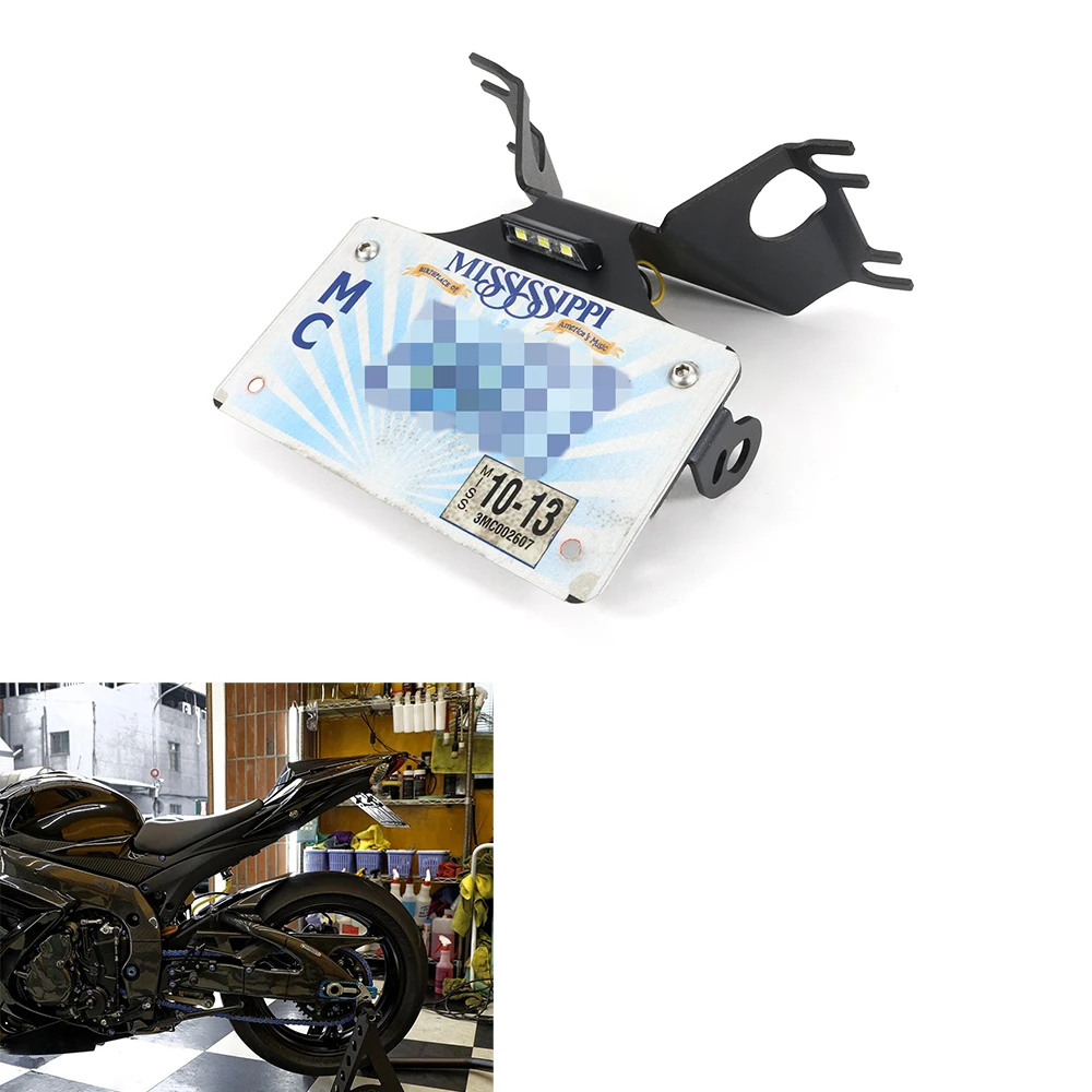 Radracing GSXR 1000 License Plate Frame Holder Motorcycle CNC compatible Suzuki GSXR1000 GSX-R1000 2007 2008 Black