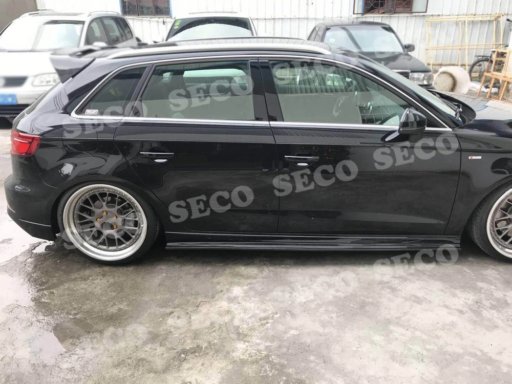 Карбоновые боковые юбки фартуки для Audi A3 S3 хэтчбек 4 двери- бампер Защита автомобиля Стайлинг