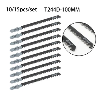 

10/15pcs T244D 100mm High Carbon Steel Jig Saw Set Fast-Cutting Reciprocating Jigsaw Blade For Wood Board Plastic Cutting