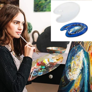 

Paint Palette Resin Casting Mold 10 x 8 Inches Oval shape Art Palette Resin Mold R3MC