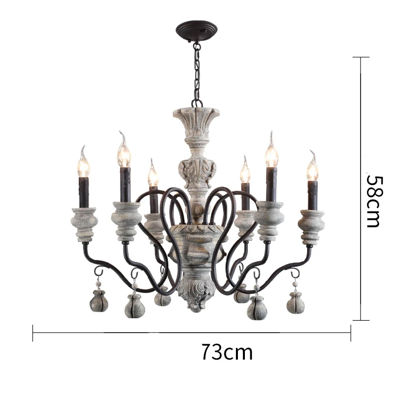 73CM 6 Lights Американский Ретро стиль Светодиодный Люстра светильник ing люстры гостиной, столовой, подвесное лампы ностальгические кованого железа блеск - Цвет абажура: 73CM 6 Lights