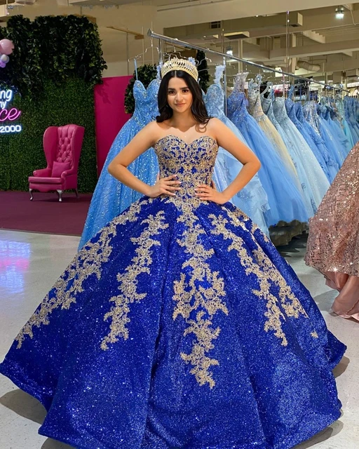 Sparkle Sequined Royal Blue Quinceanera Dresses Lace Applqiue Sweet 16  Lace-up Corset Prom Gowns Vestidos De 15 Años Xv Dress - Quinceanera  Dresses - AliExpress