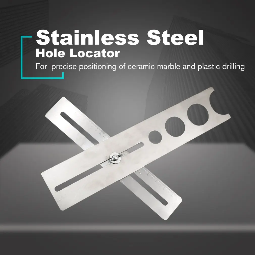 Tile Hole Puncher Locator Stainless Steel Puncher Tapper Drilling Hole Adjustable Tile Locator Position Ruler Accessories