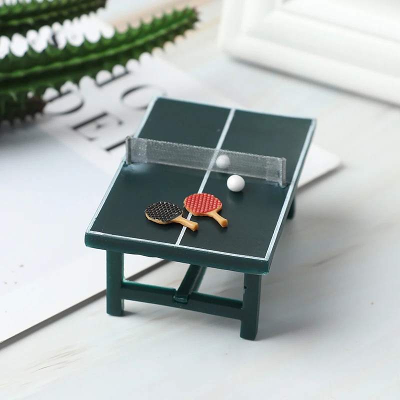 

1/12 Dollhouse Mini Ping Pong Table With Balls & Rackets Doll House Decoration Table Tennis Ball