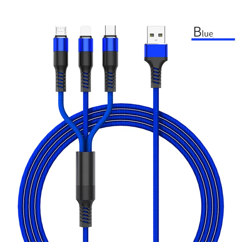 Cafele USB 3 в 1 кабель светодиодный свет 1,2 м 2.5A кабели для зарядного устройства USB для IPhone Xs Max Xiaomi Mi9 M8 Redmi Note Hua Wei samsung Oppo