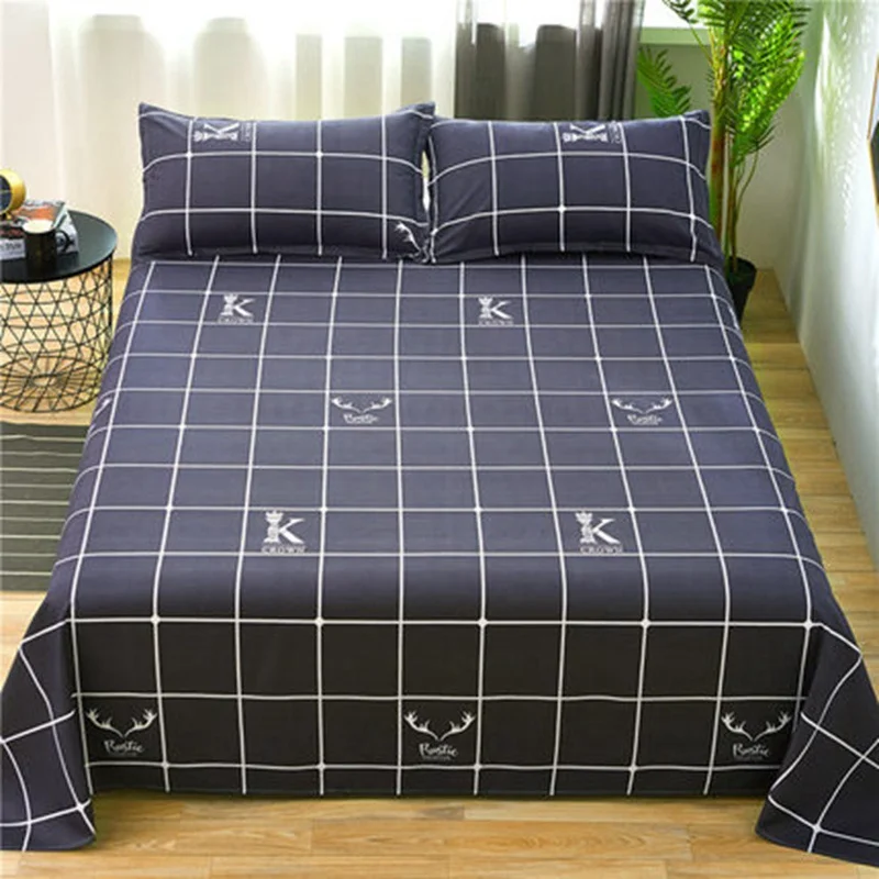 04 1 шт. Хлопок Печать плед постельные принадлежности дешевые Полный King Размер Односпальная двуспальная кровать Удобная простыня мультфильм стиль - Цвет: 04