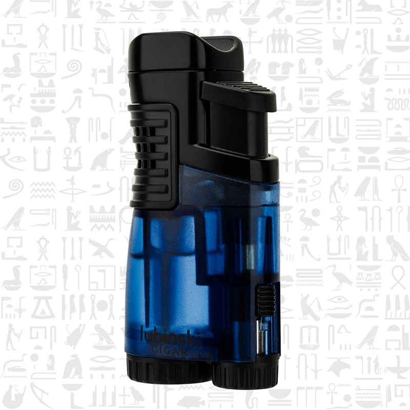 

LUBINSKI Multi-function Cigar Lighter with Top Holder and Punch Blue Flame Three Straight Torch Windproof Cigar Lighter CL-007