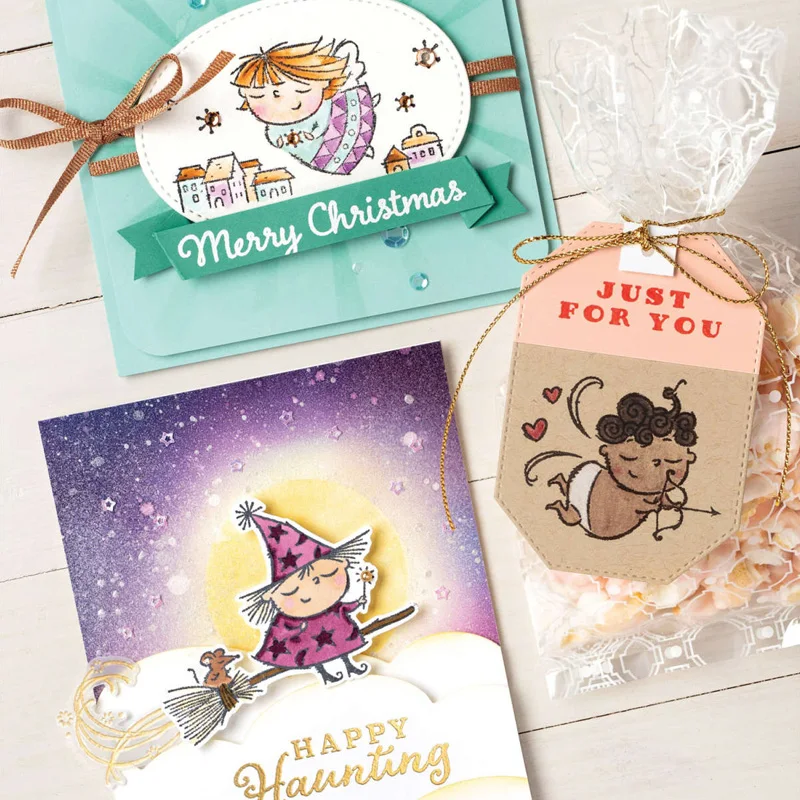 

Lovely Eros Witch Angel Moon Heart Transparent Clear Silicone Stamp for Diy Scrapbooking Card Making