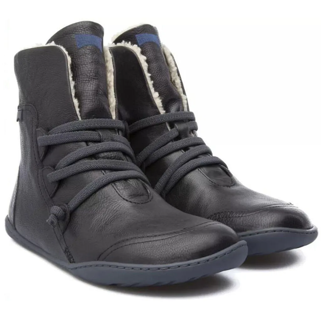 

Tide Fashion Women Boots Lace-Up Solid Flat Comfortable Cross Strappy Round Toe Shoes Casual Autumn Winter Boots Botas Feminina