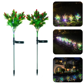 

New 15LED Solar Light Simulation Christmas Pine Tree Light Lawn Lamp Xmas Landscape Light For Home Christmas Party Garden Decor