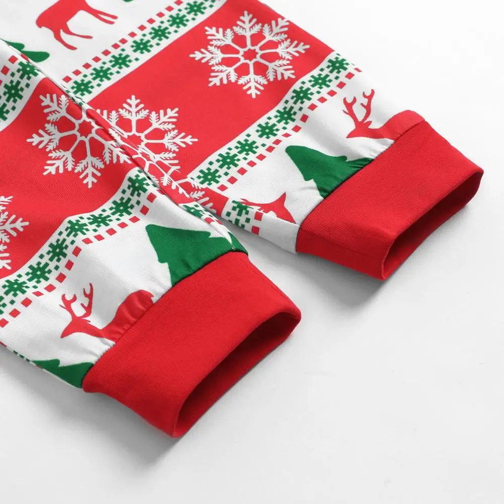 PatPat/веселый пижамный комплект для всей семьи с принтом рождественской елки и снега; цвет красный, зеленый; контрастная Повседневная одежда на осень и зиму