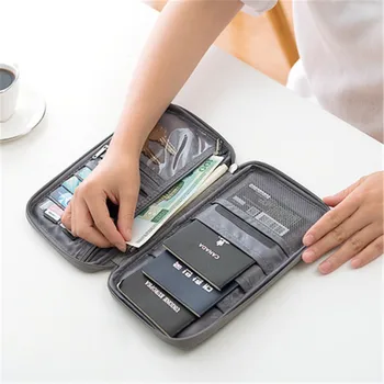 

Passport Travel Wallet Holder Waterproof Multi-Function ID Card Storage Pack Credit Card Wallets Organizer Document Bag gray