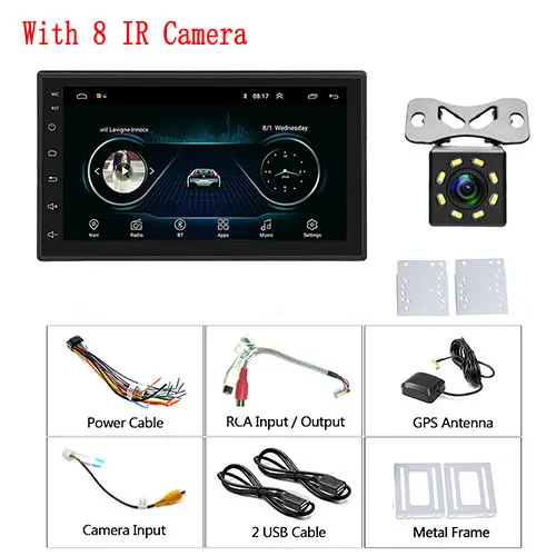 With 8 IR Camera Podofo Android 2 Din Автомобильный Радио Мультимедиа Видео плеер Универсальный Авто Стерео gps карта для Volkswagen Nissan hyundai Kia toyota - Цвет: With 8 IR Camera