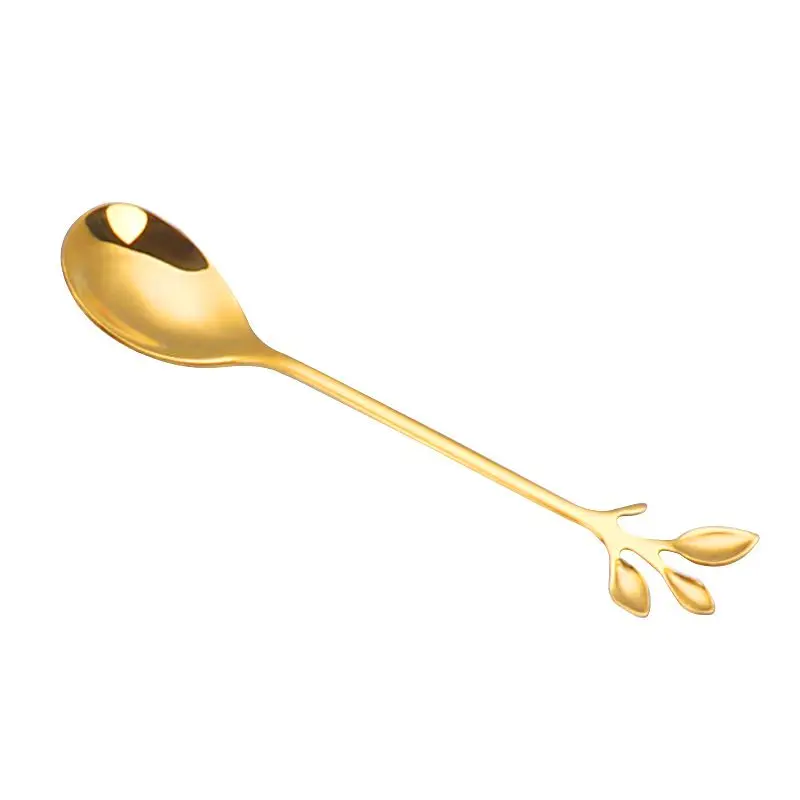 8pcs/set Branch Leaves Shape Coffee Tea Spoon Dessert Salad Fruit Forks Tablewar Y5GB