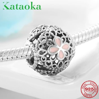 

925 Sterling Silver Hollow 3 sided four-leaf clover flower Luck Beads Fit Original European Charms Bracelet bead Jewelry making