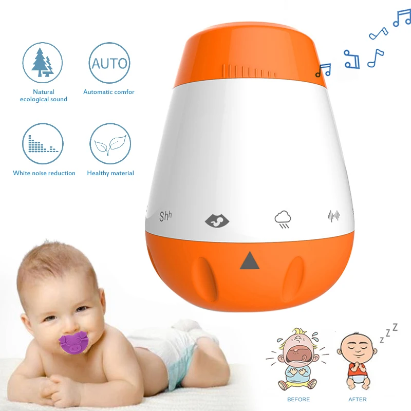 Sensor de voz de ruido blanco, música inteligente, portátil, recargable, para bebés, terapia de sonido, chupete para bebé ayudas para el sueño
