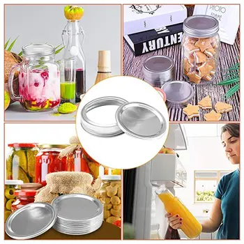 

12/24Pcs Mason Pot Deksels Blik Beker Deksel Voor Regelmatige Mond Mason Cannings Lekvrij Opslag Fles caps Cover 70/86Mm