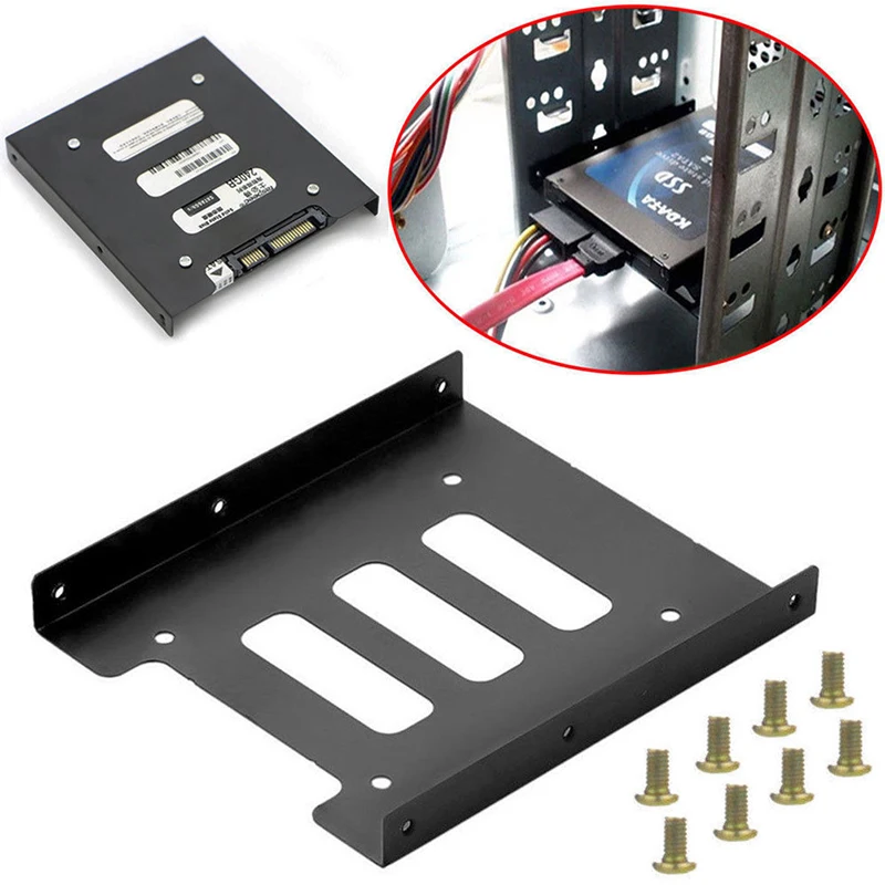 Useful 2.5 Inch SSD HDD To 3.5 Inch Metal Mounting Adapter Bracket Dock 8 Screws Hard Drive Holder For PC Hard Drive Enclosure