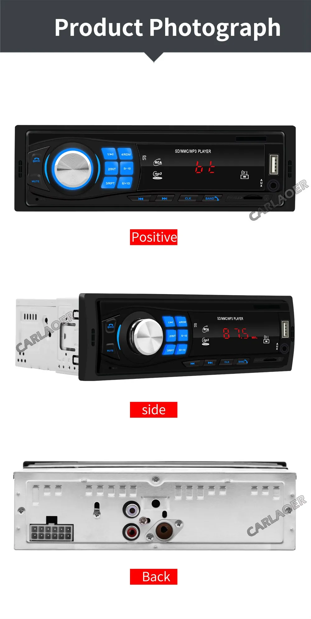 Bluetooth Autoradio 12V Car Stereo Radio FM Aux-IN Input Receiver SD USB In-dash 1 din Car MP3 Multimedia Player