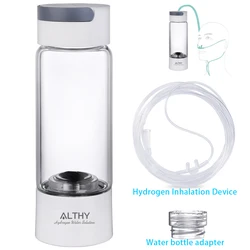 Hydrogen-Rich Water Generator Bottle with Dual Chamber Ionizer & Inhalation Function (Glass Cupbody)