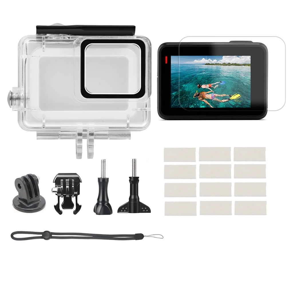 Водонепроницаемый корпус для Gopro Hero7 белый и серебристый защитный 45 м чехол