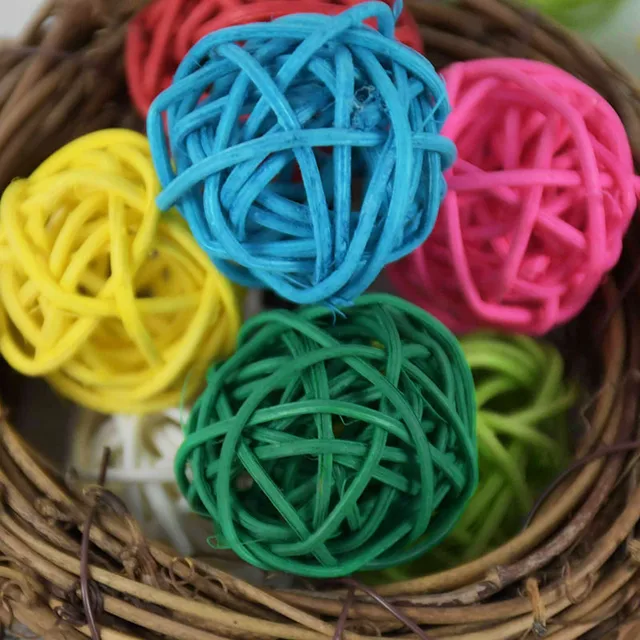 20 Palline Decorative In Rattan - 5 Colori Naturali Per Matrimoni, Natale E Feste - Intreccio Artigianale - Foto 11