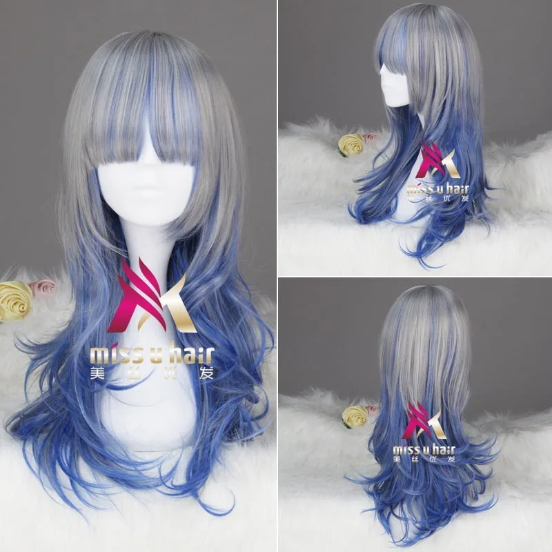 new Long Mixed Curly Anime Lolita Party Cosplay Full Wig With Bang Heat Resistant party halloween for girl adult women+wig cap |