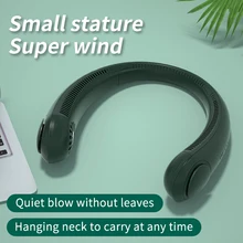 Mini ventilador portátil com suspensão de pescoço, ventilador elétrico com três velocidades sem folhas, com usb