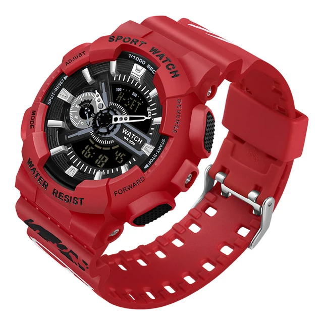Men's Quartz Waterproof Shockproof Watch Fashion Multifunction Women Digital Clock Man relogios masculino Sports Watches 2021 red