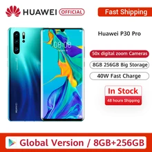 Version mondiale Huawei P30 Pro 8 go 256 go Kirin 980 Octa Core Smartphone Quad caméra 6.47 ''plein écran NFC(China)