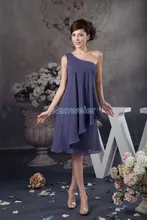 

free shipping bride maid 2020 new modest maxi dresses one shoulder beach knee-Length beading sexy chffon Bridesmaid Dresses