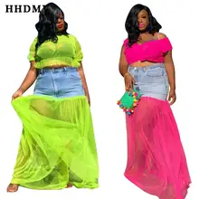 HHDMV MOF5091 модная уличная хип-хоп стильная длинная юбка с высокой талией, пуговицы, соединяющие джинсы с кружевом, длина до пола, длинная юбка